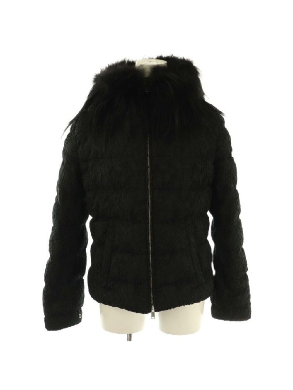 Prada Fur Down Jacket Outer Zip Up 38 Black Nr OS